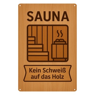Sauna Kein Schweiß Hinweisschild Blechschild | 20x30cm | Schild Metallschild