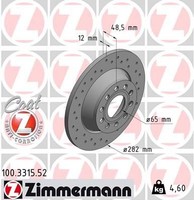 2X Zimmermann Bremsscheibe 100.3315.52 FüR VW Seat Skoda Audi