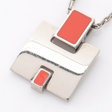Collier pendentif HERMES EILEEN 45-50 cm acier inoxydable rouge occasion