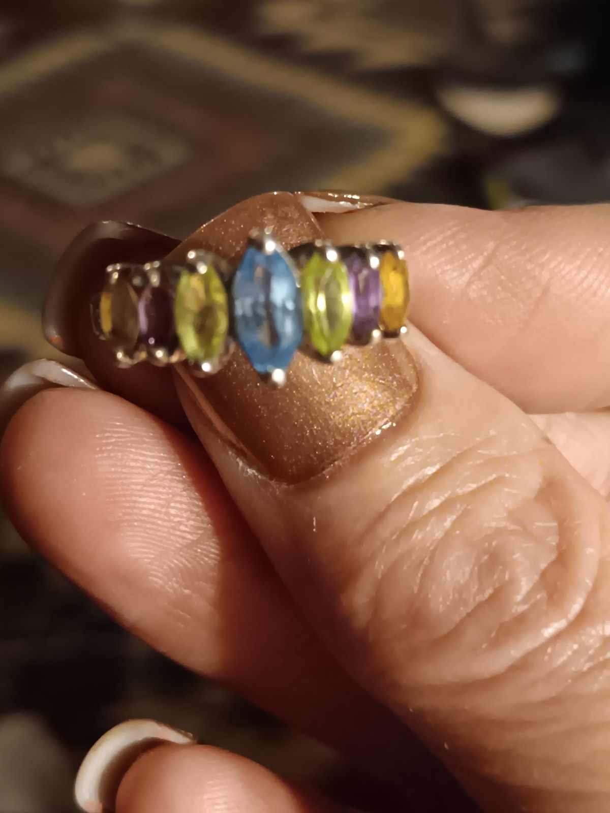 925 Silver purple blue green yellow marquis cut s… - image 4