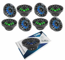 8" 125 Watt RMS 4-Ohm Power Sport Black RGB Marine Speakers 4 Pair NXL8BK DS18