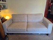 Grey 2-Seater Sofa Cotton Blend Upholstery Solid Pattern 203x86x86cm