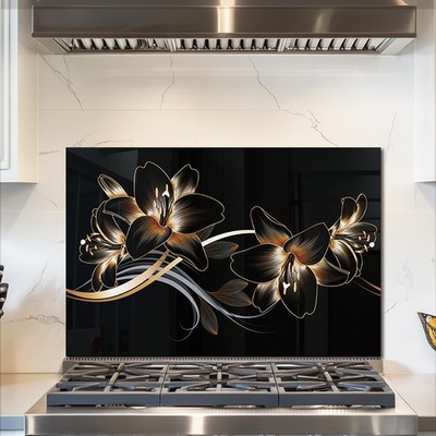 Tempered Glass Kitchen Backsplash, Stove Back Top Cover, Splashback Tile,Magn...