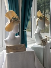 Stunning cream hatinator and Matching Clutch Bag