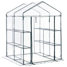Walk-In Greenhouse with 3 Tier Shelving Outdoor Gardening Flowers Planting House
