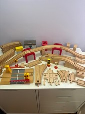 54 pc Wooden Railway Track Building Crossing Fits Thomas and Friends Train Brio