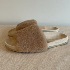 Jenni Kayne Tan Shearling Slide Sandal Slipper Shoes Women s EU 36 US 5.5 - 6