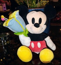 Disney Store Exclusive Vintage Mickey Mouse with Tulip Plush Toy 8" Sitting G