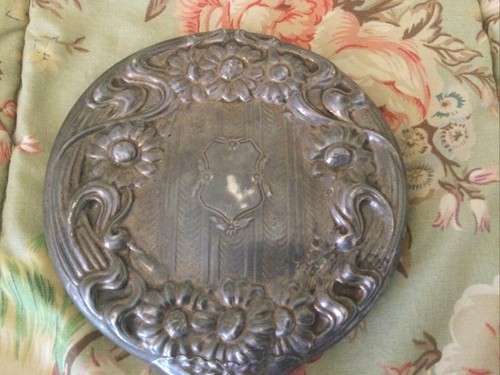 Vintage Art Nouveau Silver Hand/Vanity Mirror, Daisies - Picture 4 of 12