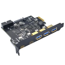 USB 3.2 GEN1 PCI-Express Expansion Card 5 Ports 2*Type-C 3*USB-A 19 Pin 5Gbps