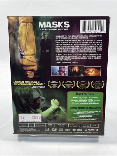 MASKS 3disc Blu-ray/DVD/CD rare OOP Region Free (2011 horror, Ltd to 3000) #2093 - Picture 2 of 8