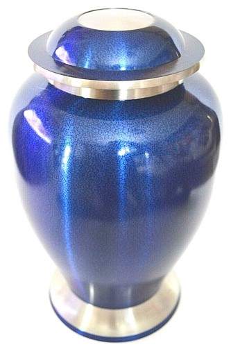 NEW!! Brass Adult Cremation / Memorial Urn for Ashes - Metallic Blue Finish. - 第 2/3 張圖片