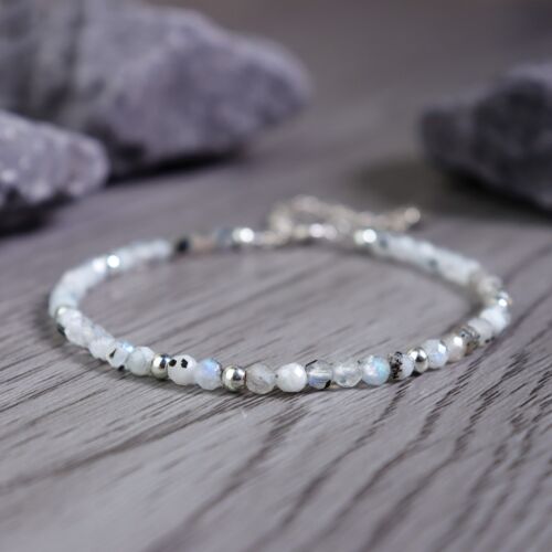 Rainbow Moonstone 3mm Subtle Beads Healing Crystal Gemstone Dainty Bracelet Gift