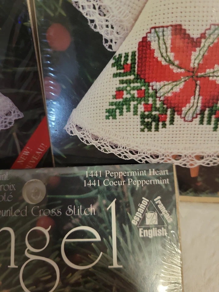 Juego de 5 adornos de ángel punto de cruz contados de Navidad "1441" Foto 4 de 4