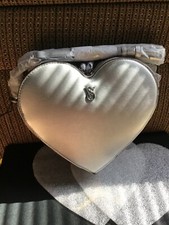 Victoria's Secret Heart Metallic Silver Crossbody Bag