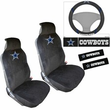 5pc Nfl Dallas Cowboys Car Truck Front Seat Covers Steering Wheel Cover More