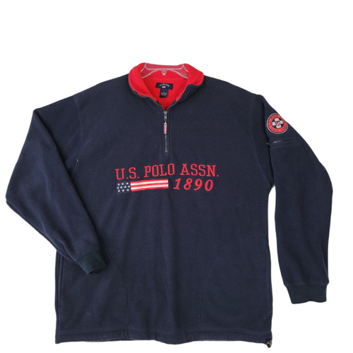 Red Fleece Pullover Sweatshirt Logo 