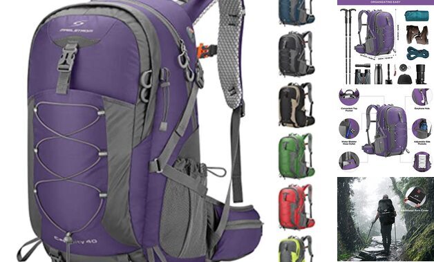 Waterproof 40L Purple Hiking Backpack for Camping & Day Trips-image