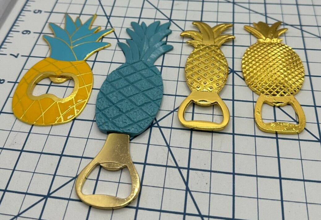 Novelty Gold & Blue Pineapple Shape Bottle Opener Kitchen Ba