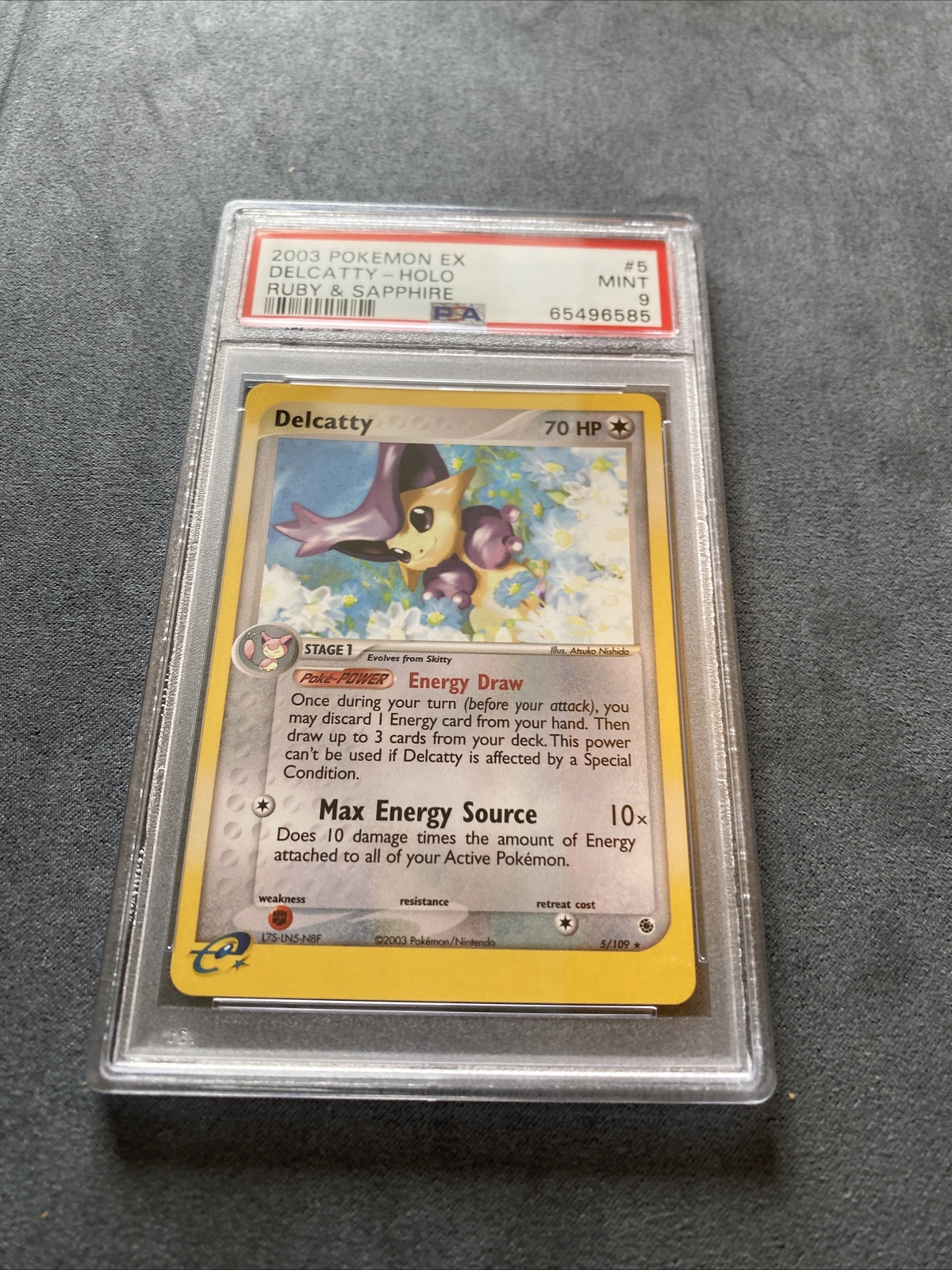 PSA 9 MINT Delcatty ex Ruby & Sapphire Holo Rare Pokemon Card 5/109