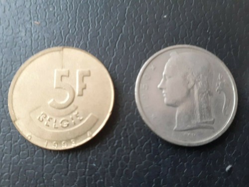 5x Belgium 5 Franc Coins from 1993, 1977, 1971, 1965, 1950. IN GOOD CONDITION. . - Picture 2 of 2