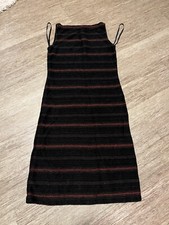 Lauren Ralph Lauren Women Striped Line Knit Dress Size Small Black Orange Midi