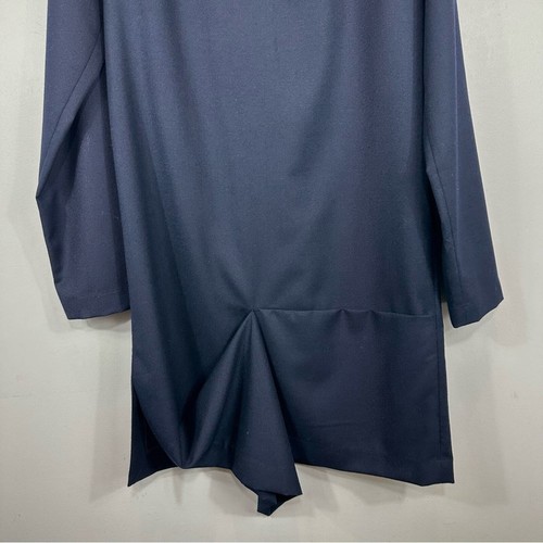 JACQUEMUS Navy Blue Wool Gathered Drape Front Shift Dress 38 L'Enfant Du Soleil - Picture 4 of 10