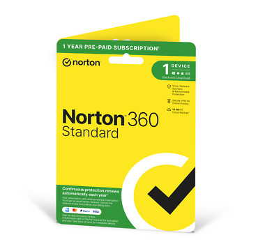Norton 360 Standard Antivirus 2026 1 Gerät 1 Jahr 5 Minuten E-Mail-Versand UK EU