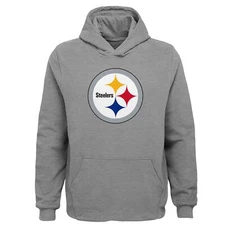Outerstuff NFL Pittsburgh Steelers Youth Primary Fleece Hoodie, Heather Grey