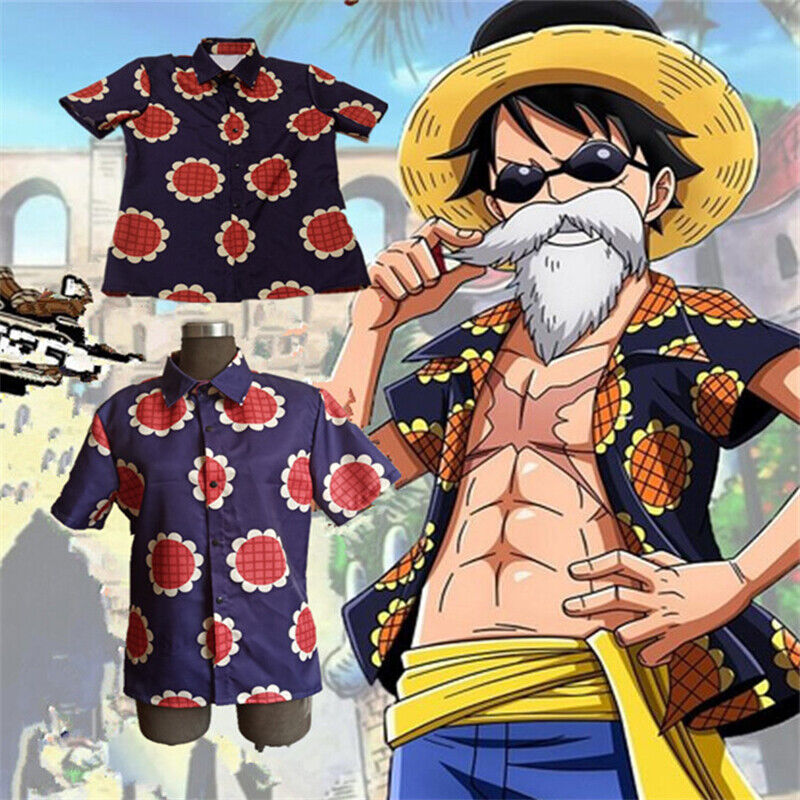 Anime Monkey D Luffy Cosplay Costume Sunflower Print Short Sleeve Shirt For  Men Hawaiian Tee Overshirt Casual Summer Beach Tops