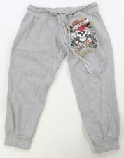Rare VTG ED HARDY Kills Love Slowly Skull Joggers Sweatpants Pants 2000s Gray L