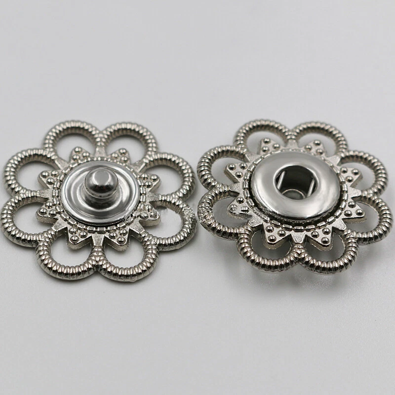 5 Pairs Metal Flower Snap Buttons Coat Windbreaker Invisible Fastener Buckle DIY - Image 3 of 4