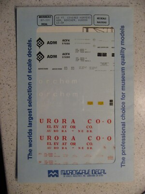 Microscale Decals HO 87-331 50 Ft Covered Hoppers ADM, Norchem, Aurora Co-Op