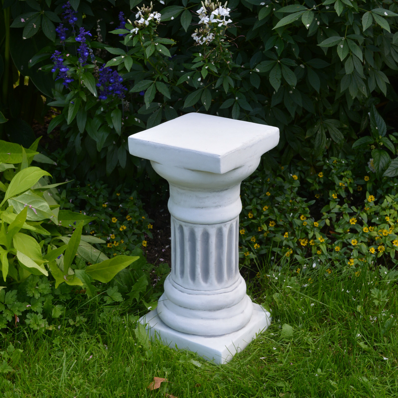 Pedestal 18 x 18 cm Plinth Stone Column 39 cm 16 kg Grey White Concrete Frost...