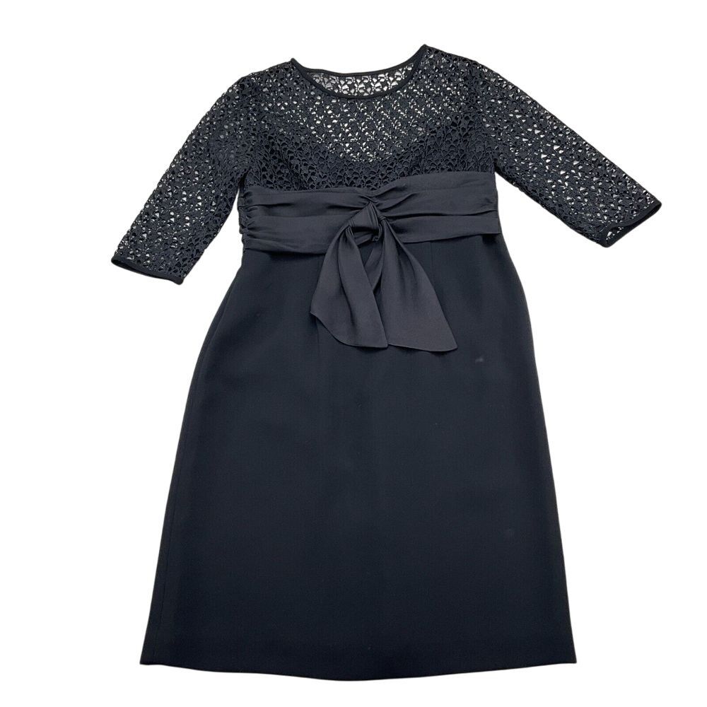 Sara Campbell Dress Women Petite Black Floral Lace Sheer Silk Sash Formal