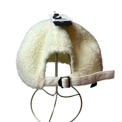 Steve Madden Womens Ivory Off White Sherpa Cap With Logo  display picture 3