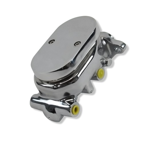 Chrome Aluminum Brake Master Cylinder Smooth Top 1 1/8" 2 Ports for Street Rod - Picture 3 of 6