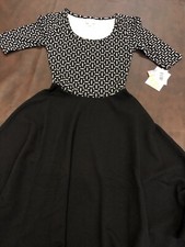 Lularoe Black White Top Solid Skirt Nicole XXS 2XS 🦄 Little Black Dress 0/00 +