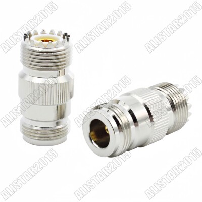 1x N-Type Jack Female to UHF SO-239 Female Jack Adapter Barrel RF Coax Connector