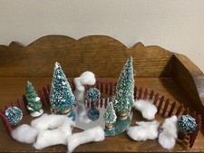 Mixed Lot of Snow Flocked Trees  Fence Train Sets Christmas Villages Dollhouse