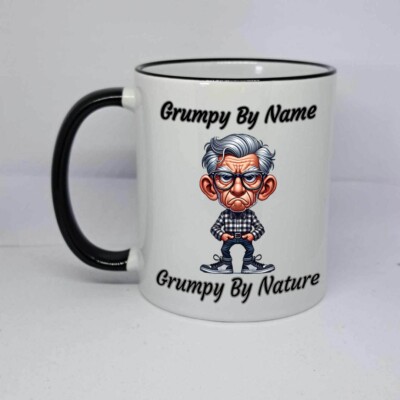 Mr Grumpy Kaffeebecher Geschenk mit Namen Geburtstagsgeschenk Opa Väter trauriges Gesicht Cu