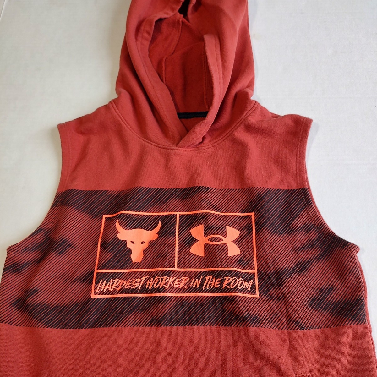 Sleeveless Project Rock Red Hoodie Project Rock Under Armour