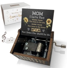 Music Gifts for Mom You are My Sunshine Hand Crank Engraved Wooden Musical Bo...