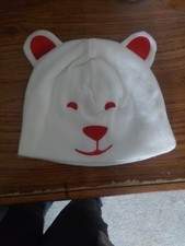 2011 COCA COLA ARCTIC HOME POLAR BEAR WHITE FLEECE BEANIE CAP HAT