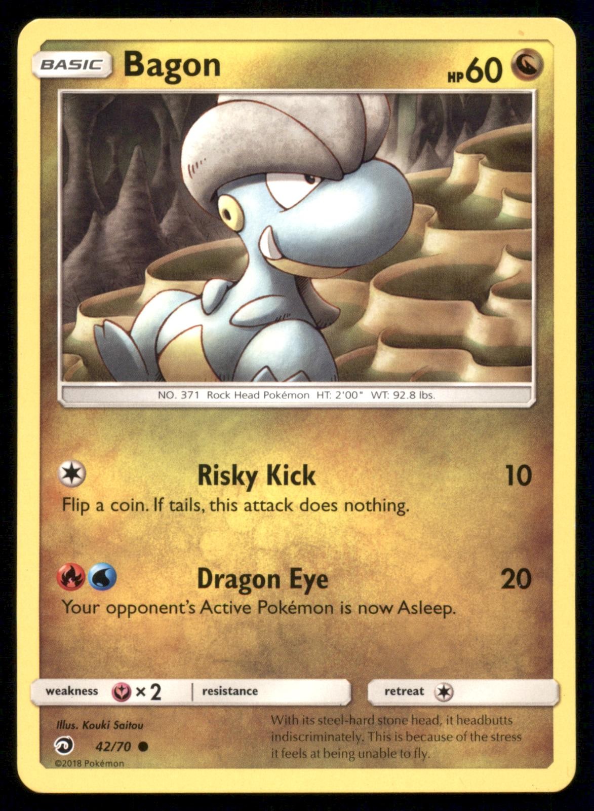 Bagon 42/70 Common Dragon Majesty Pokemon Moderately Played