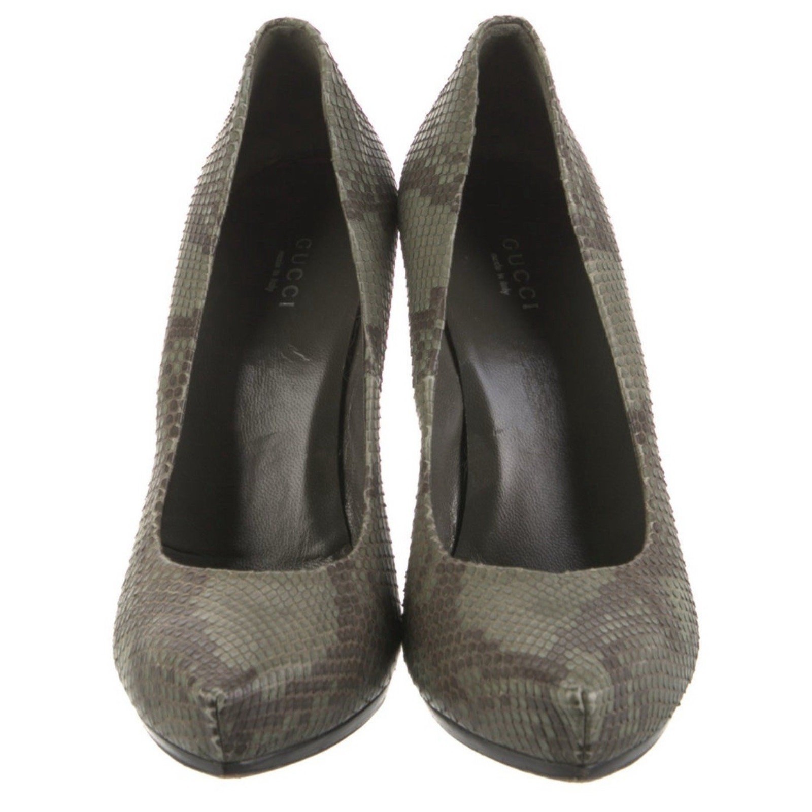 AUTH GUCCI Green Python Snakeskin Platform Pump S… - image 3