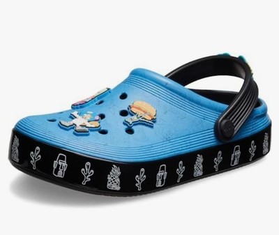 Crocs SpongeBob SquarePants Off Court Clogs in Blue & Black Size 4 Junior/Youth