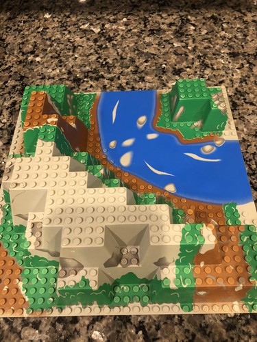 Lego Grundplatte, erhöht 32 x 32 Canyon mit blauem Fluss mit Felsen, braun 6024px2 - Bild 4 von 8