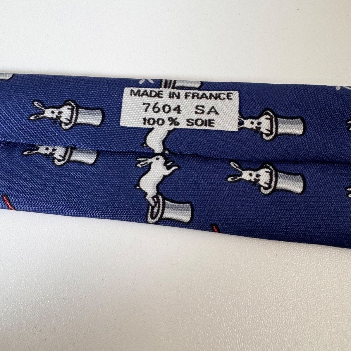 HERMES Necktie Tie All-over blue pattern 100% Silk made in France