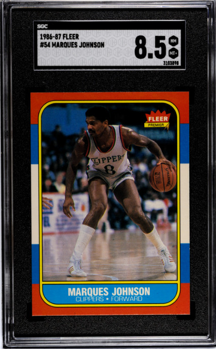 1986-87 Fleer Marques Johnson #54 Los Angles Clippers SGC 8.5